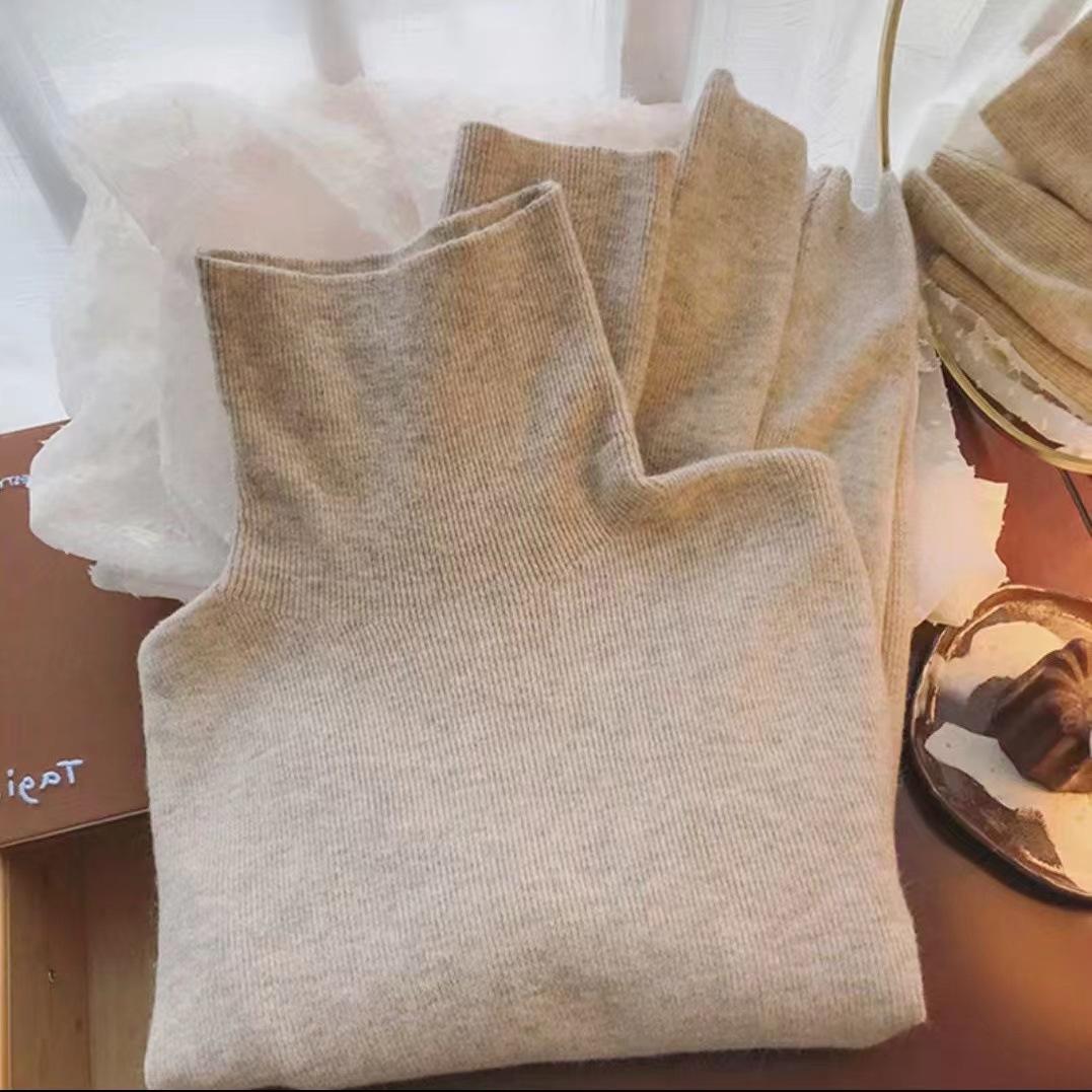 

Трикотажная рубашка с высоким воротником, женская, осень-зима, мягкая, облегающая, темперамент, свитер, поездка One Size пшеничный