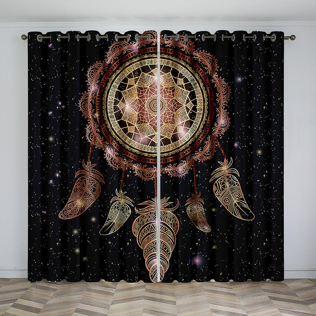 

Узор Dreamnet Feather Узор с цифровой печатью Гостиная Главная комната декоративная занавеска 90г полиэстеровое волокно две панели W50xH130(CM)x2pcs&Grommet Top