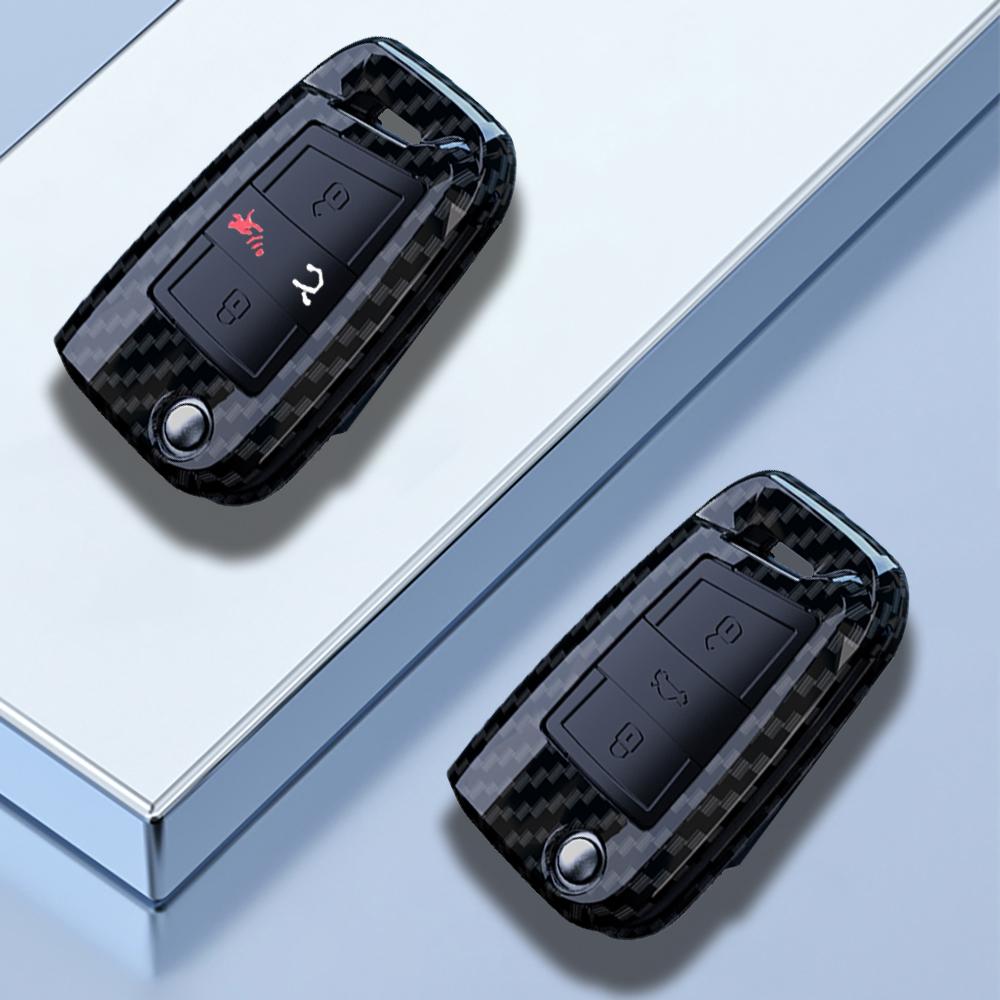 For Vw Volkswagen Golf 7 Mk7 Tiguan Mk2 T-Roc T-Cross Skoda Octavia Kodiaq Karoq Seat Ateca Leon Fob Abs Carbon Key Case Cover