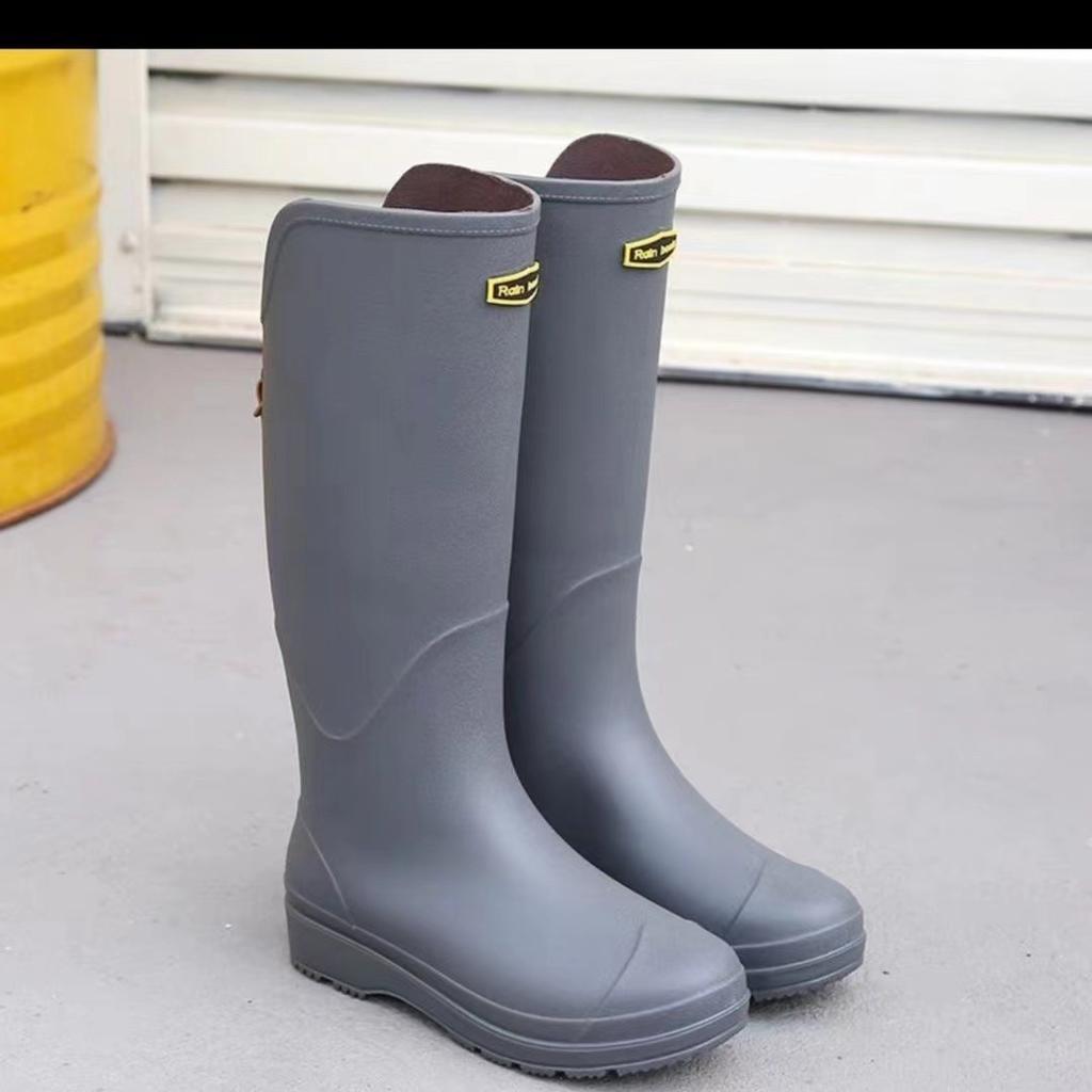 High tube rain shoes men's and women's non-slip waterproof shoes thick sole wear-resistant long tube water boots outdoor wading rubber shoes fashion