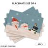 4pcs/6pcs, Christmas Table Mats, Cute Minimal Snowman Theme Placemats, Kitchen Dining Decoration, Suitable for Holiday Decorations, Dining Tables, Sce