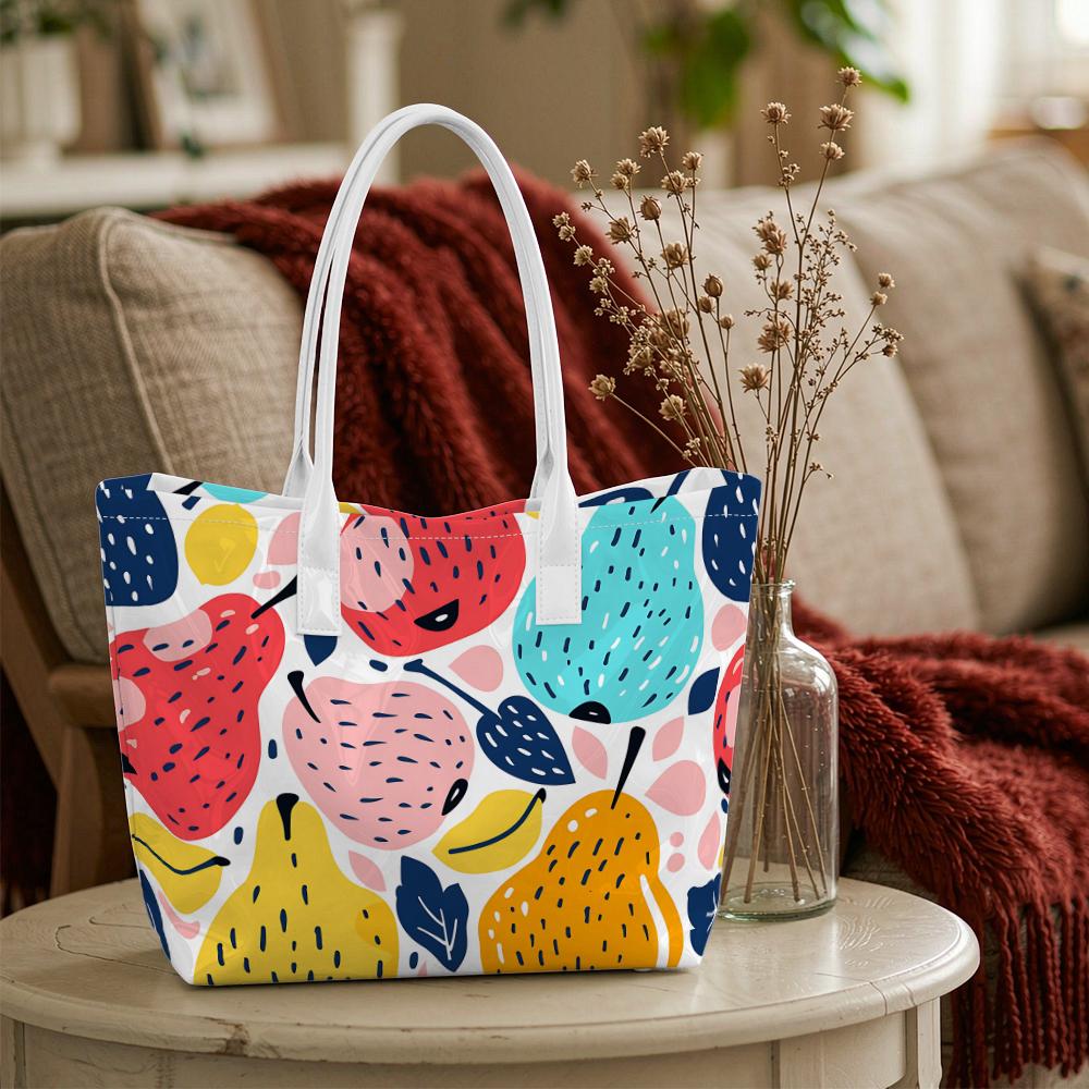Cute Fruit Print Tote Bag Casual Lightweight Large Capacity Daily Carry Handbag for Women