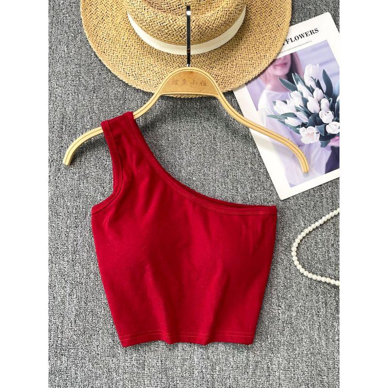Summer Vest for Women Outwear 2024 New Arrival Sexy Short Sleeveless with Chest Pad Tops Sexy Scheming off-the-Shoulder Sling