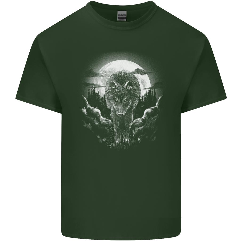 Lone Wolf In the Moonlight Unisexs Light Cotton TShirt