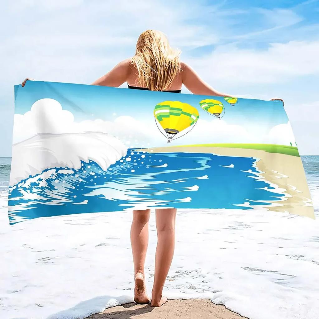 Ocean Wave Beach Towel,Oversized Quick Dry Sand Free Proof Absorbent Lightweight Beach Blanket Bath Towel Swim Sport Pool Towels