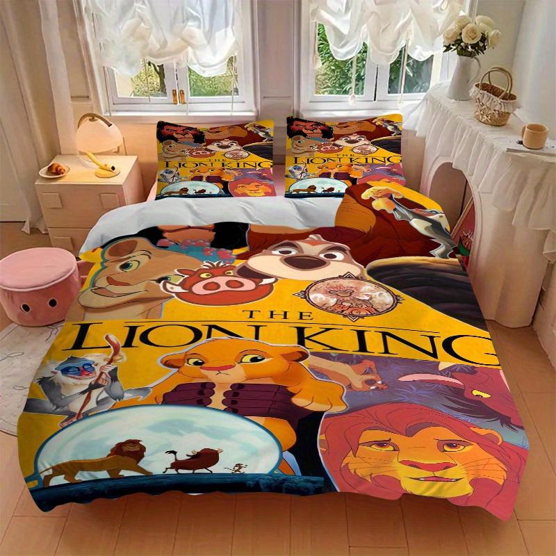 3-teiliges Set König der Löwen, Simba, Mufasa Bettwäsche-Set mit Bettbezug+Kissenbezügen, Ganzjahres-Polyester, Reißverschluss60