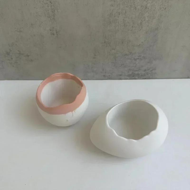 Gypsum Egg-shaped Flower Pot Handmade Mold Silicone Eggshell Candle Jar Succulents Flower Pot Accessories