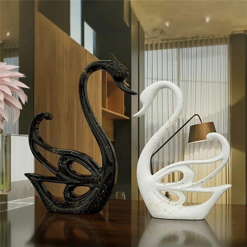 AEE2-2PCS Swan Ornament Silicone Mould Epoxy Resin Mold Desktop Swan Decorative Ornament Mirror Silicone Mould Gypsum Mold