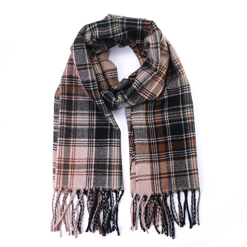Korean Style Atmospheric Plaid Scarf for Women in Autumn and Winter Versatile and Fashionable Imitation Cashmere Warm Scarf High End Luxury Outerwear
