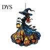 Whimsical Halloween Home Decorations Witch Acrylic Suncatcher, Stained Glass Effect Window Car Hanging Ornament, Gothic Scary Party Supplies for with
