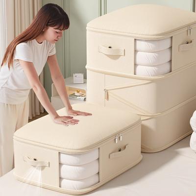 Viewing Window Stackable Fabric Storage Box with Lid and Handle Space Saving Wardrobe Organizer Box Perfect for Bed Bottom Wardrobe or Shelf Storage