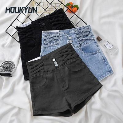 Pantaloncini di Jeans da Donna Estivi Stile Coreano a Vita Alta Studenteschi Larghi e Sottili Taglia Grande Fasciatura Pantaloncini a Gamba Larga di Tendenza Y2k