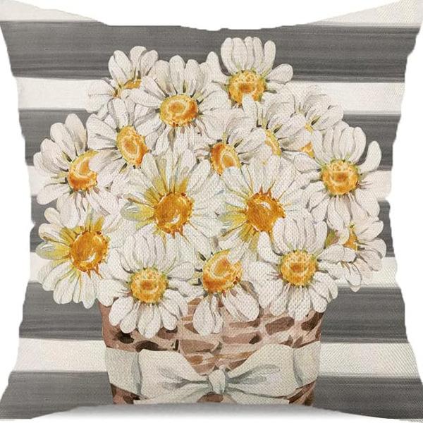 Spring and Summer New Flower Daisy Pillowcase Home Decoration Living Room Sofa Car Pillow Cushion