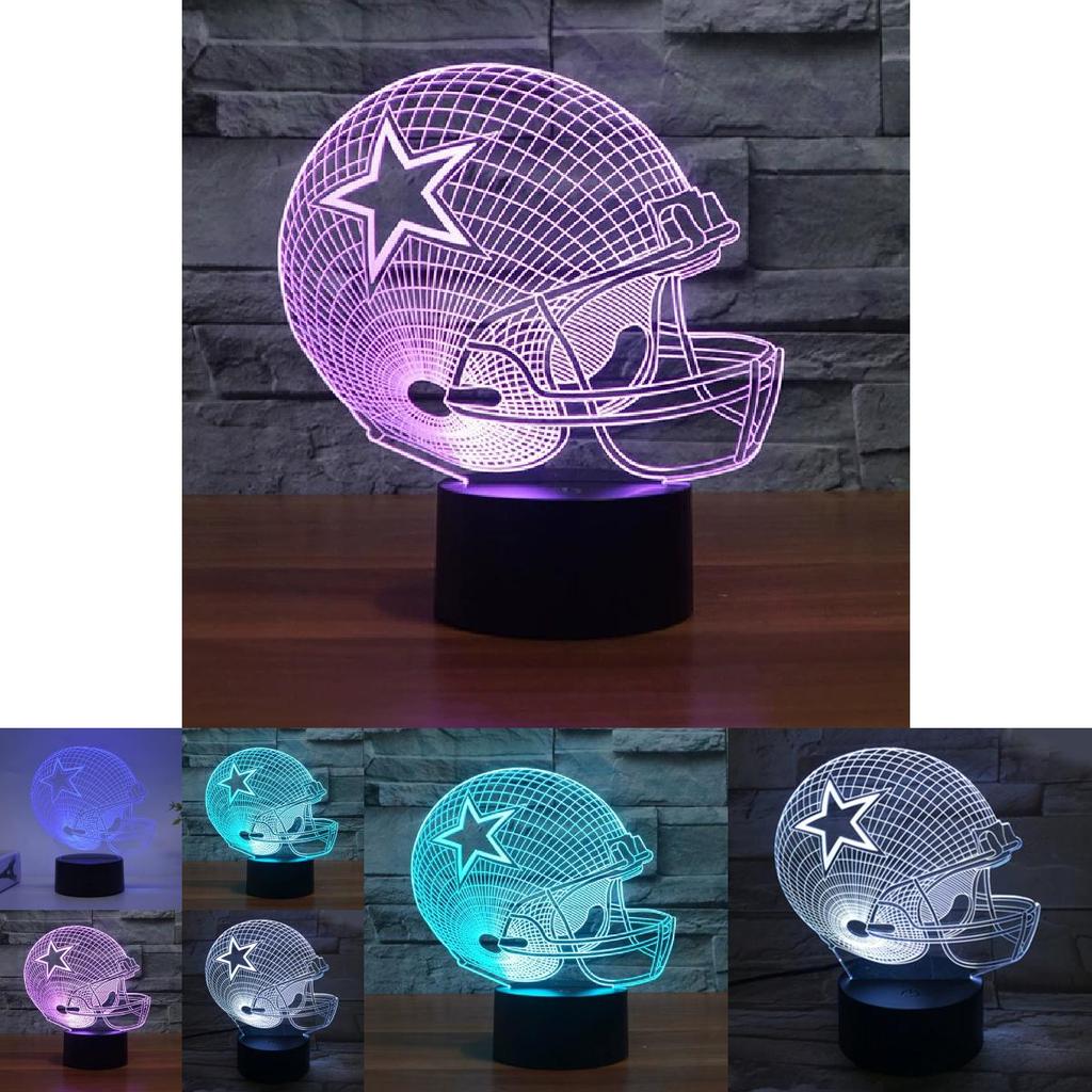 Rugby Cap Pattern 3d Led Night Light With Touch Control For Home Decor Gift