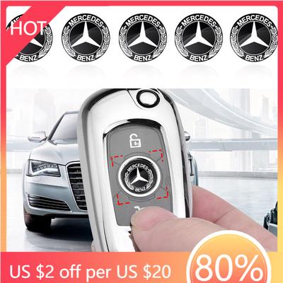 New 2025 Hot 11/14mm Aluminum Car Key Badge Sticker For Mercedes Benz W203 W204 W211 W210 W124 AMG W202 W212 W220 W205 W201 A Cl