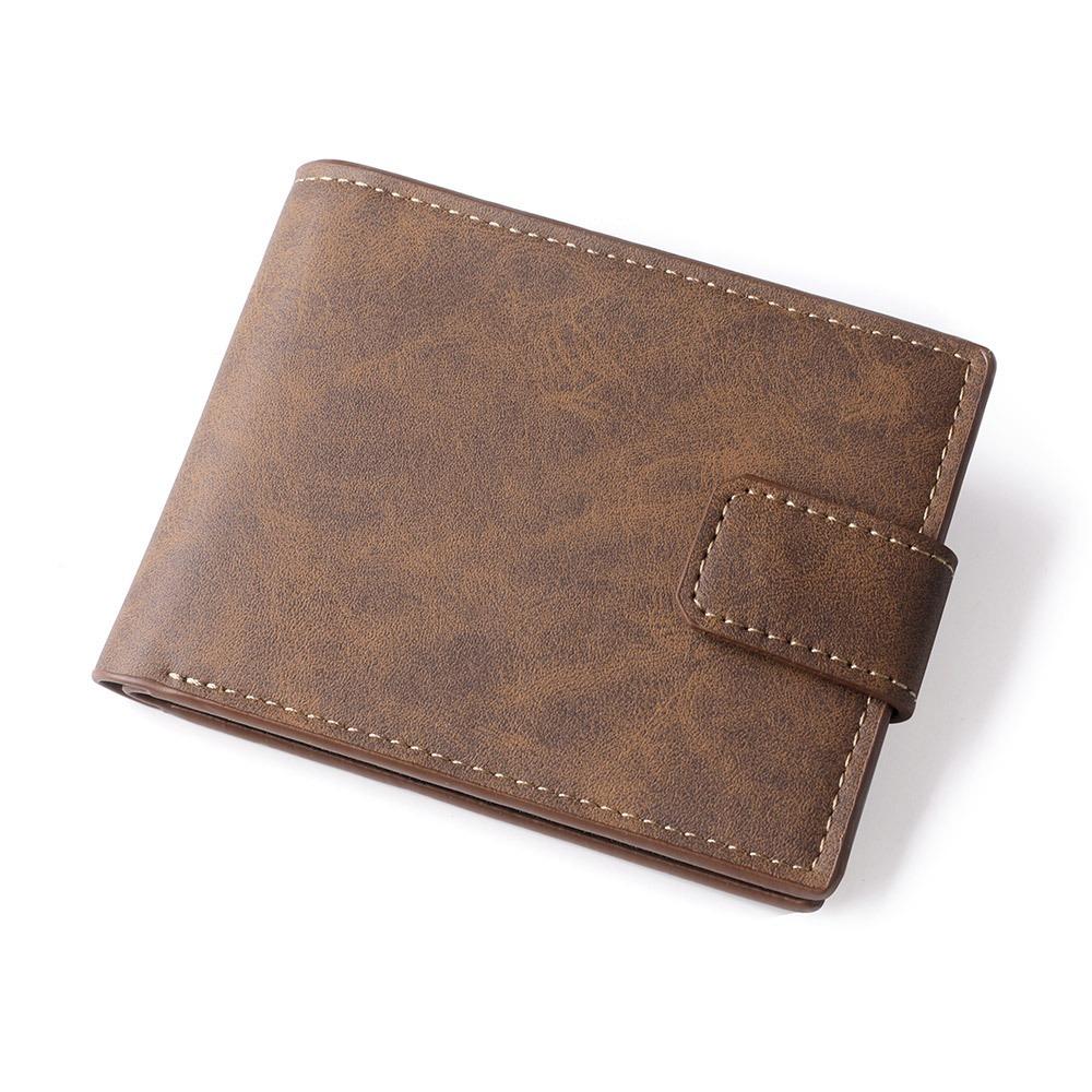 

Vintage with Multiple Card Slots Short Wallet PU Leather Slim Coin Pouch Button Closure Card Holder Purses Men
