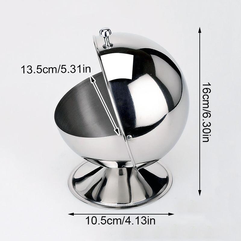 1PC Stainless Steel Spherical Sugar Bowl Stainless Steel Storage Tank 16x13.5cm