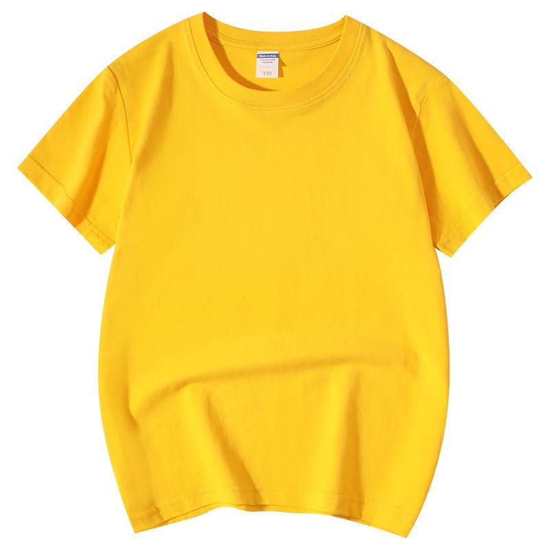 

Хлопковая детская футболка с круглым вырезом для детей среднего и старшего возраста, хлопок карамельного цвета с половиной рукавом 160cm жёлтый