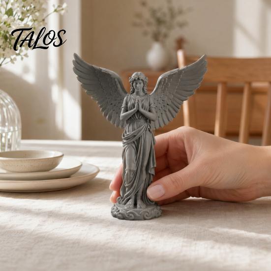 Shelf Angel Figurine 3D Printed Praying Figurine, Retro Guardian Angle Statue, Winged Women Decoration Artistic for Home Office, Housewarming