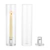 2Pcs Clear Straight Tube Glass Taper Candle Holders Windproof Structure Stable Flame For Garden Patios Event Home Decors