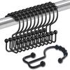 10 Pieces Metal Shower Curtain Rings Rusts Resistant Double Gliding Hooks Rollers for Bathroom Curtains and Liners