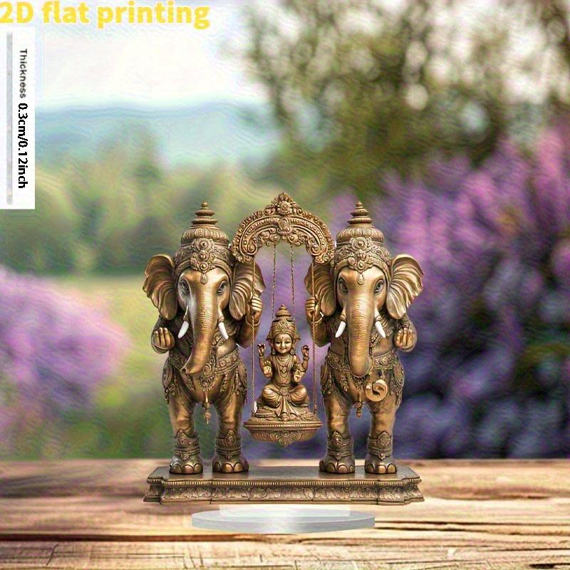 

1 Bohemian Elephant God Acrylic Display Stand with Lotus Base -Exquisite Traditional Design,Home and Office Decoration,2D Plane