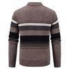 Herren Gestrickter Cardigan mit Streifen Reißverschluss Stehkragen Pullover Jacke Langarm Lässige Oberbekleidung für Herbst Winter