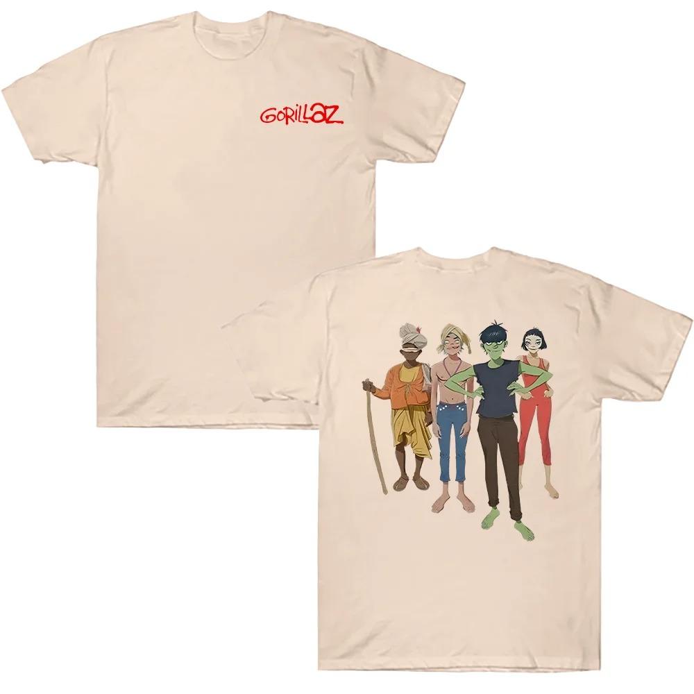 2026 High Quality Round Neck Cotton T Shirts Gorillazs The Mountain Group T-Shirt Rock Band Female Hip Hop Gothic Pop Music Tee