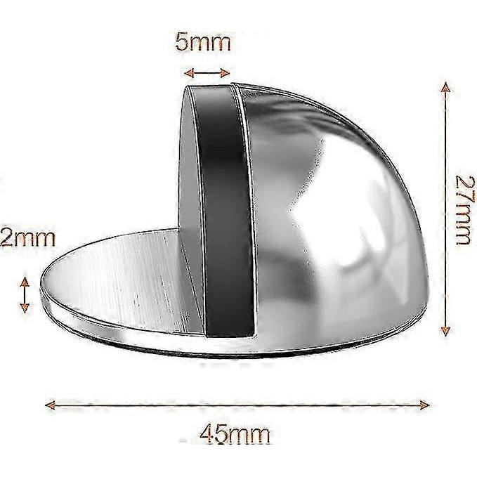 Set of 4 Door Stops, Stainless Steel Door Stops and Stoppers with Rubber Bumpers, Door Stops To Protect Doors, Walls and Furniture (Silver) - RIpj
