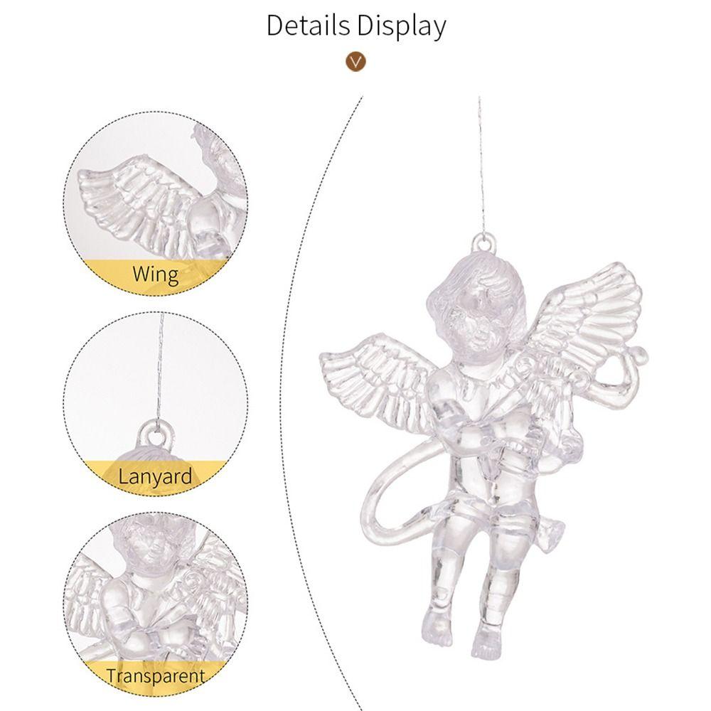 4/6Pcs Cute Angel Snowflake Xmas Pendant Acrylic Transparent Christmas Hanging Ornament Christmas Tree Decoration Christmas