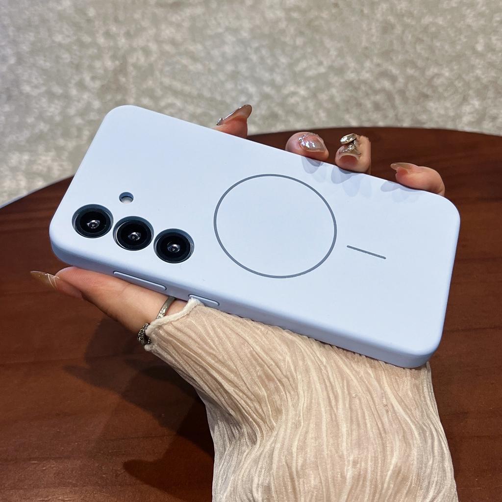 Geeignet für Samsung S25 Magnetische Saug Handyhülle Flüssiges Silikon S25ultra Objektiv Vollabdeckung Anti-Fall Schutzhülle für Männer und Frauen