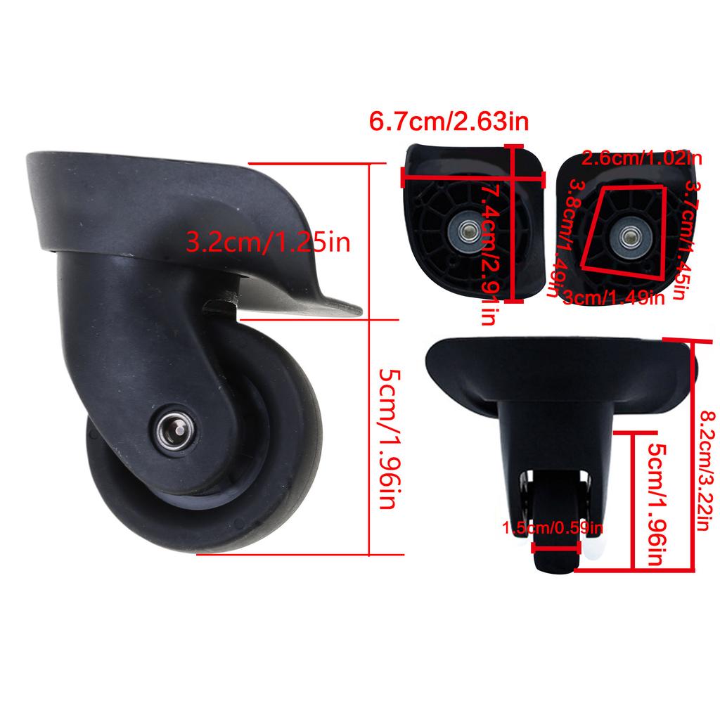 1 Pair A35 Replacement Luggage Wheels Repair Accessories Universal Luggage Mute Wheel for Travel Suitcase Luggage