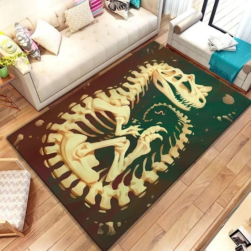 VIKAMA 3D Dinosaur Fossil Simulation Teaching Rug Carpet for Living Room Classroom Mat Creative Carpet for Bedroom Home Decor