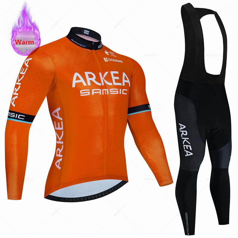 Arkea-Thermal Fleece Cycling Jersey Set, Bicycle Clothing, Outdoor Bike Clothes, MTB Ropa Ciclismo, Bib Pants Set, Winter