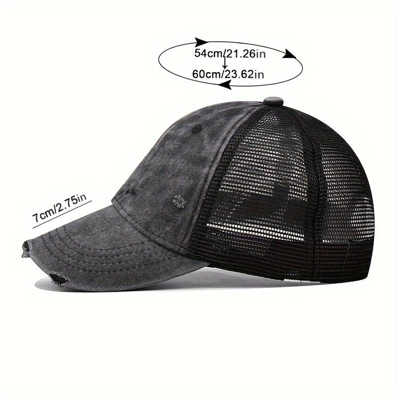 1pc Breathable Distressed Denim Baseball Cap for Women Sun Hat- Adjustable, Sun-Protective & Versatile Solid Color