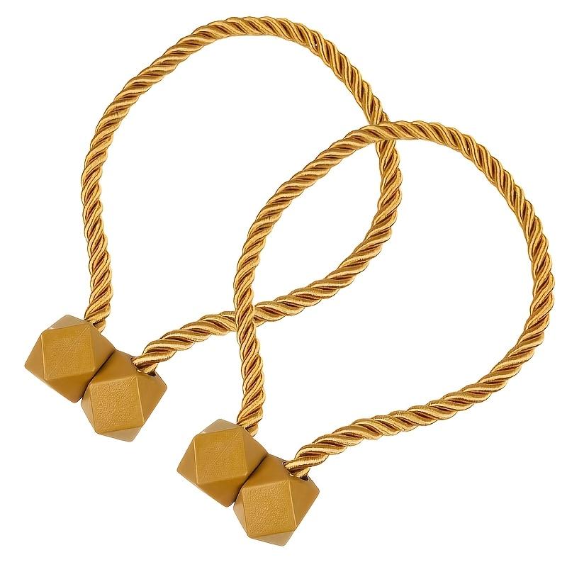 2pc Magnetic Curtain Tieback - Easy No-Drill Installation with Twine Loop, Stylish Holdback for Drapes, Curtains for Living Room