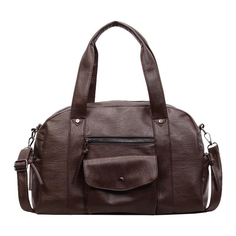 Large Capacity Tote Bag Women Minimalist Work Commute Shoulder Crossbody PU Leather With Zip