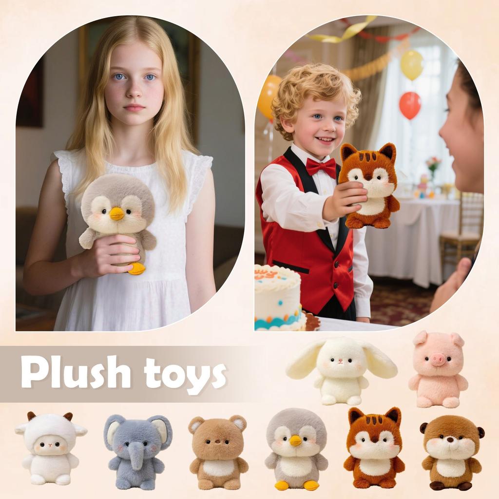 Plush Stuffed Animal Doll Soft Toy Desk Companion Cute Fluffy Plushie Decorative Collectible Doll for Home Office Gift