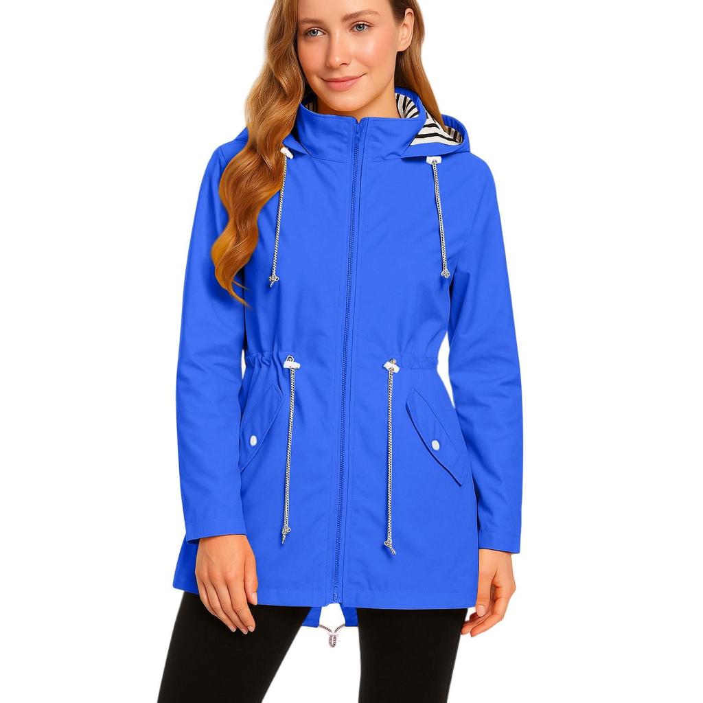 Dames Regenjassen met Capuchon Lichtgewicht Buiten Waterdichte Windjack Effen Trenchcoat Jas Grote Maten