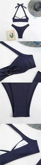 2025 Cross-border Women's Ribbed Halter Swimsuit: New European & American Style Bikini