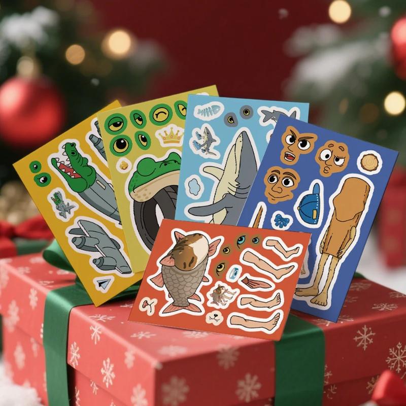 1-6 set Sticker Italiani Brainrot Tung Tung Sahur Telalaero Telala Squalo Sticker Divertenti Fai una Faccia Gioco Interattivo Regalo di Compleanno