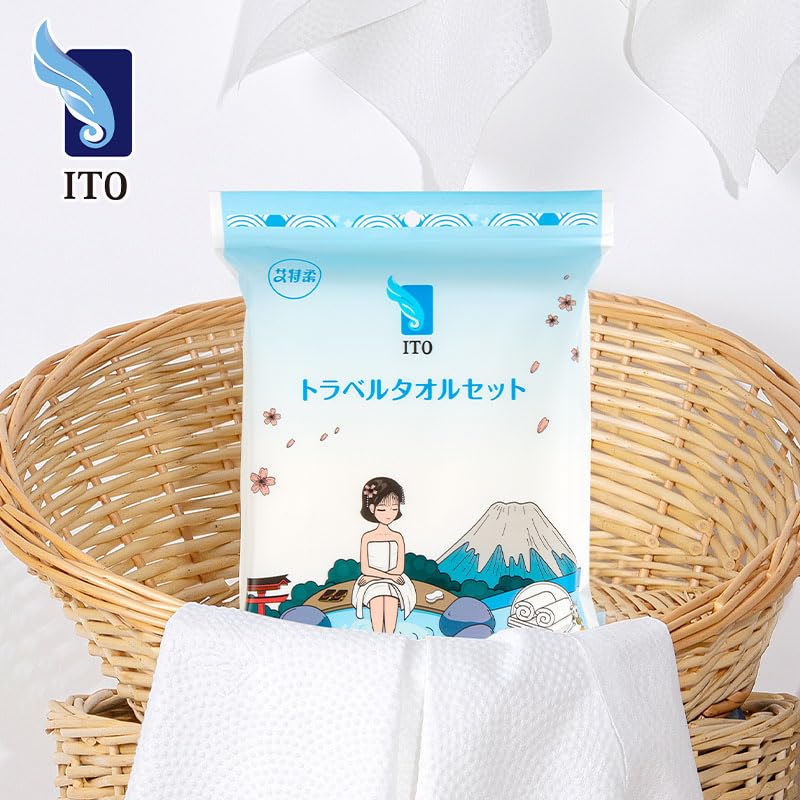 Of ITO Travel Towel Disposable Wet and Portable Body 2 White Color [Set 3] Set, Towels, Dry, Travel, (1 + Face)