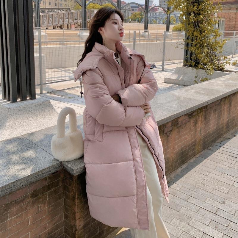 

Down Cotton-padded Clothes for Women s Winter New Over-the-knee Cotton-padded Jackets Medium and Long Thickened Coats XL рожевий