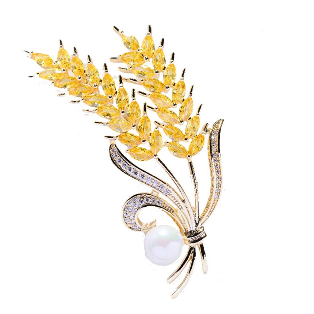 Delicate Ear of Wheat Brooches Women's Dainty Crystal Pin Accessory Trendy Pins Jewelry for Daily Wear Parties Dates
