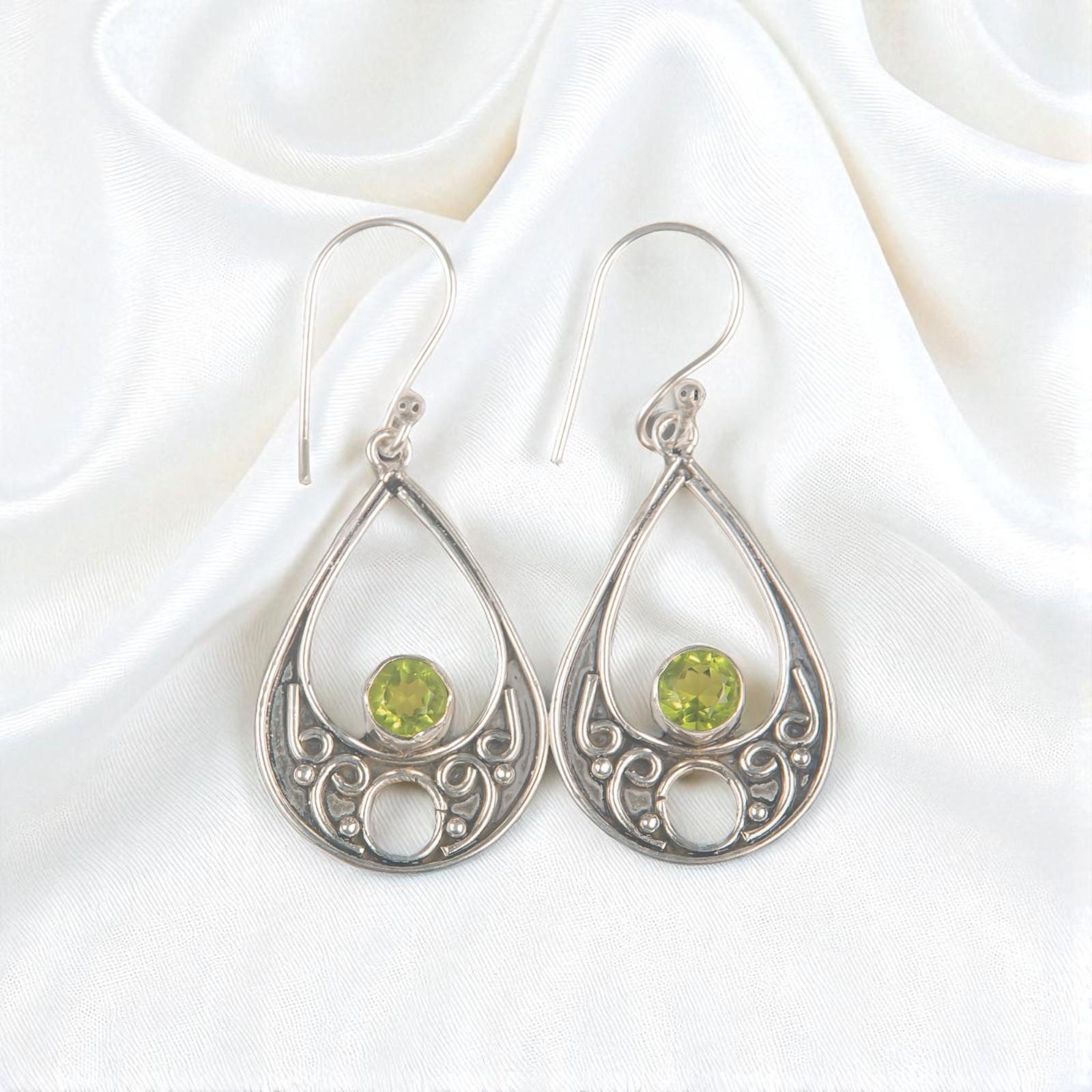 

Peridot Gemstone 925 Sterling Silver Handmade Jewelry Earrings 1.91 For Gift EE-90-7