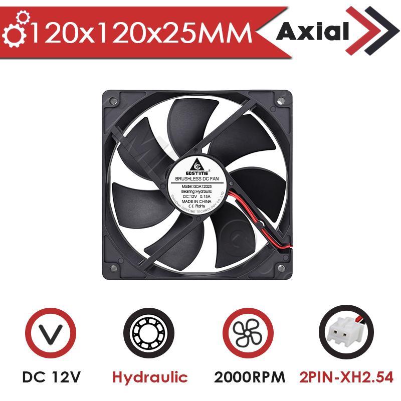 Gdstime PC Fan 120MM Cooling Fan 12025 24V 12V DC Brushless Axial Fan USB Computer Case Fan Dual Ball 48V 5V CPU Cooler PWM FG
