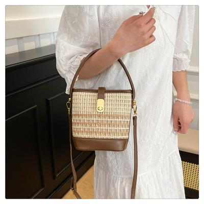 Summer Hand-held Straw Bag Niche Fashion High-end Women's Shoulder Messenger Bag Summer New Woven Bag