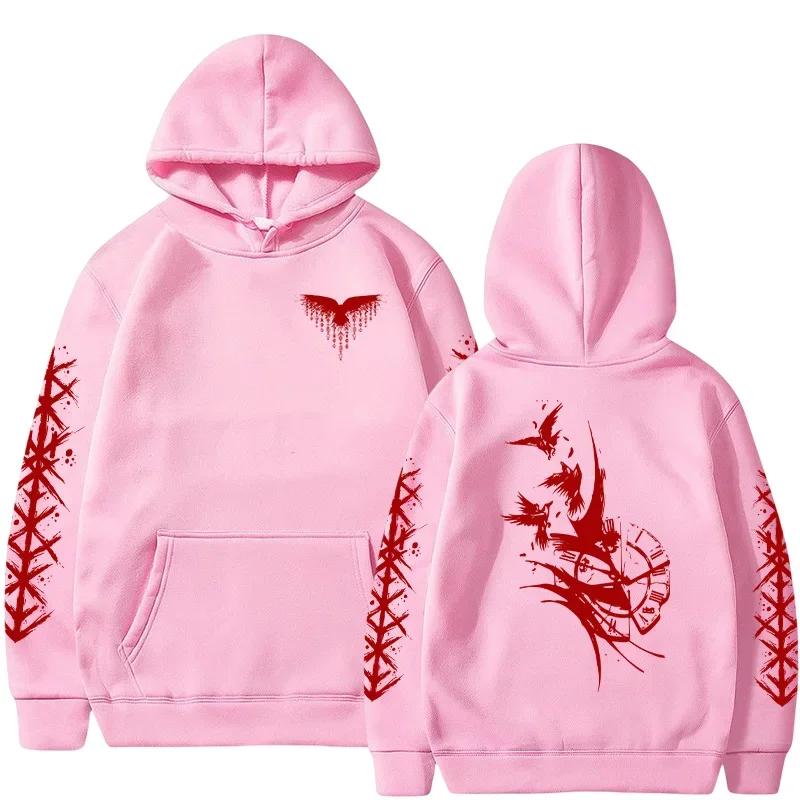 New Men's Autumn and Winter Hoodies Sweatshirts Crow Ancient Bell Print Adult Fashion Leisure Sports Long Sleeve Pullover Tops