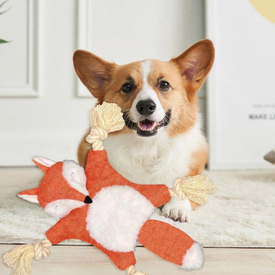 Pet Toy Bite-resistant Interactive Dog Squeaky Toy Cartoon Animal Shape Plush Dog Chew Toy Pet Supplies