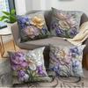Floral Embossed Illustration pillowcaseBedroom Sofa Decorative Cushion Cover With Zipper Soft Cushion Cover